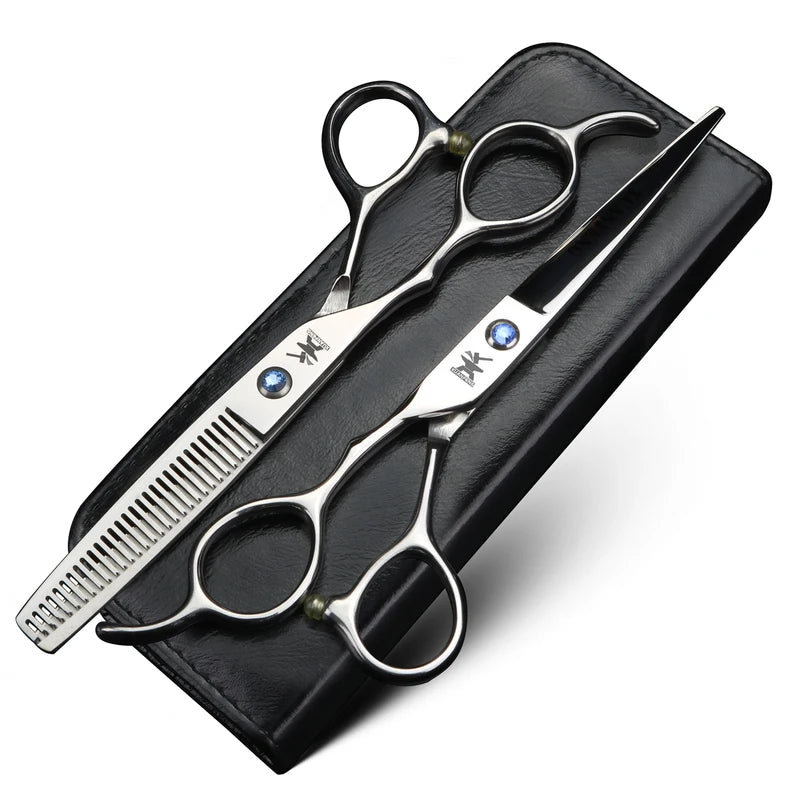 6-Inch Left Hand Hair Scissors with Japanese 440C Steel Thinning & Cutting Blades