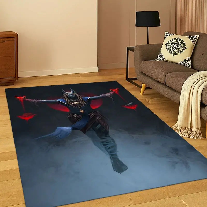 Egyptian Anubis Pharaoh Cartoon Area Rug - Non-Slip Home Decor Carpet