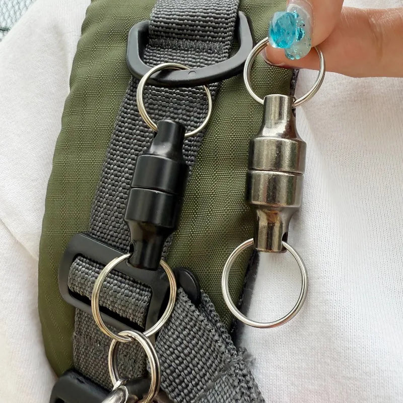 Magnetic Mini Keychains Set - Carbon Steel Double Loops Hook Holders