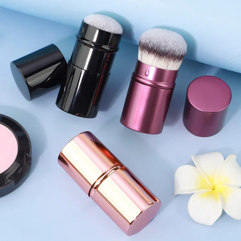 Retractable Kabuki Foundation Brush Travel Makeup Tool for Liquid, Cream & Powder