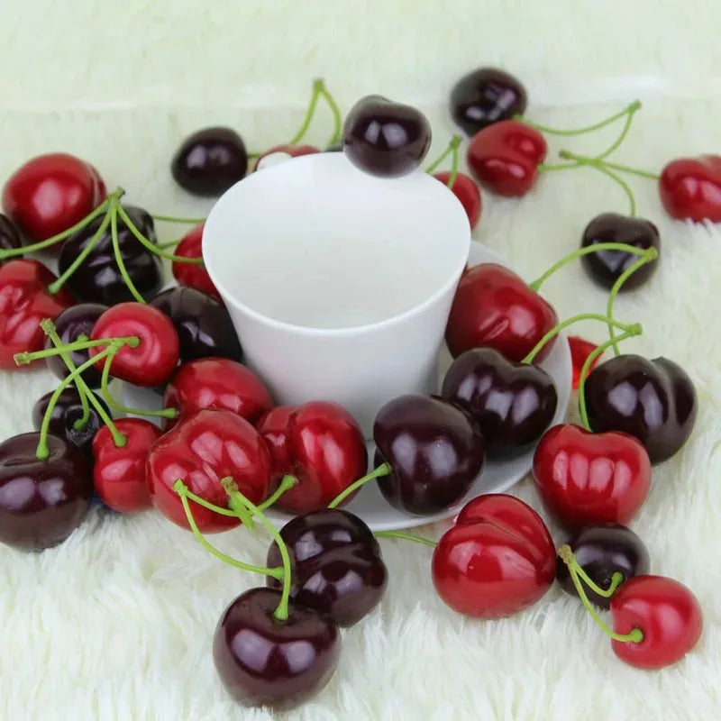 Artificial Cherry Fruit Model 30Pcs Food Photography Props Home Decor