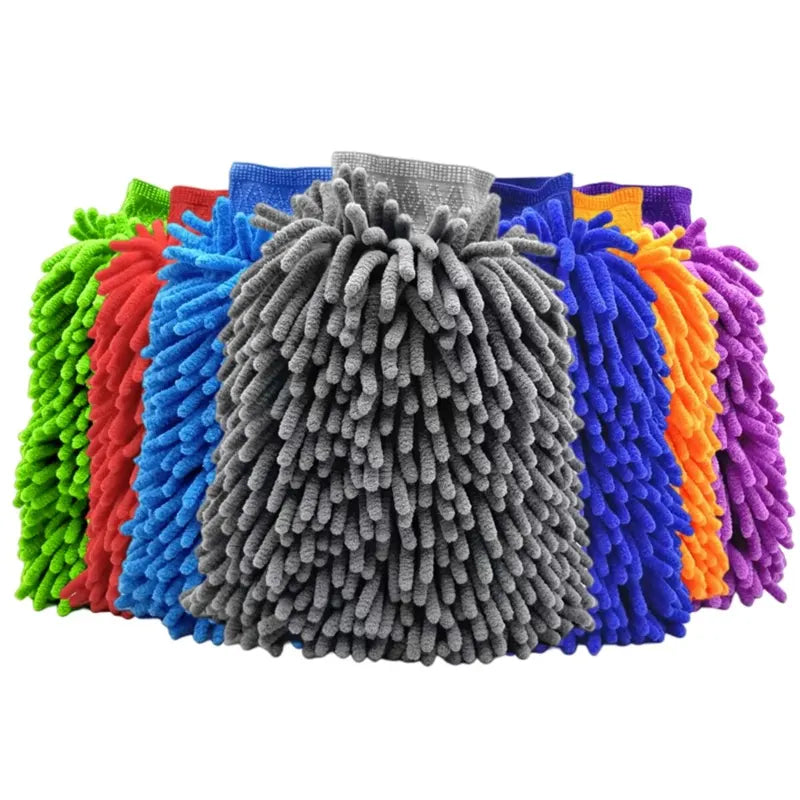 Microfiber Car Wash Mitt Dual-Sided Chenille Auto Gloves Scratch-Free Cleaning