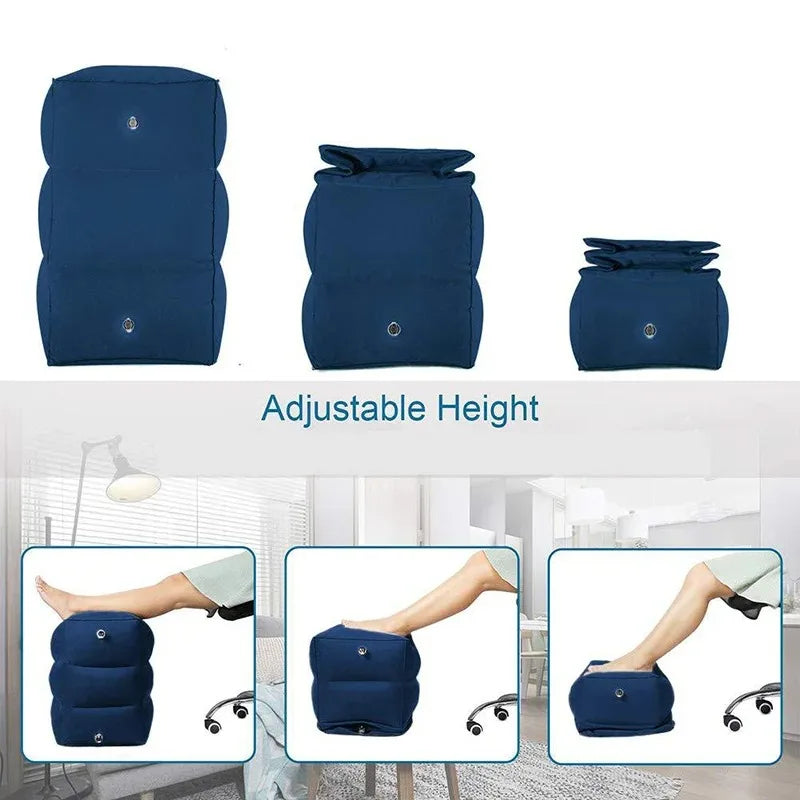 Inflatable Travel Footrest Pillow for Kids - Airplane Car Bus Resting Cushion