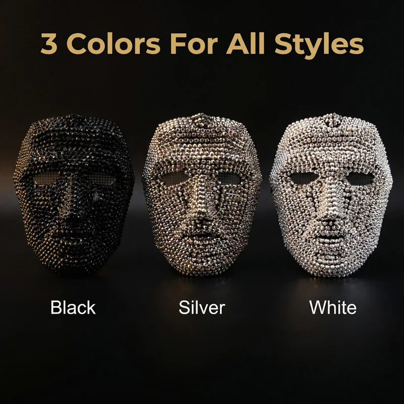 Luxury Full Face Rhinestone Mask for Halloween Rave Party Cosplay & Costume Accessories