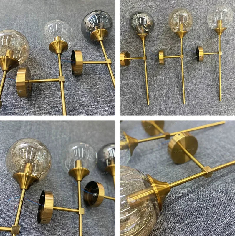 Modern Glass Wall Lamp Creative Golden Sconce Nordic Lighting Fixture for Home Bedroom Living Room Kitchen
