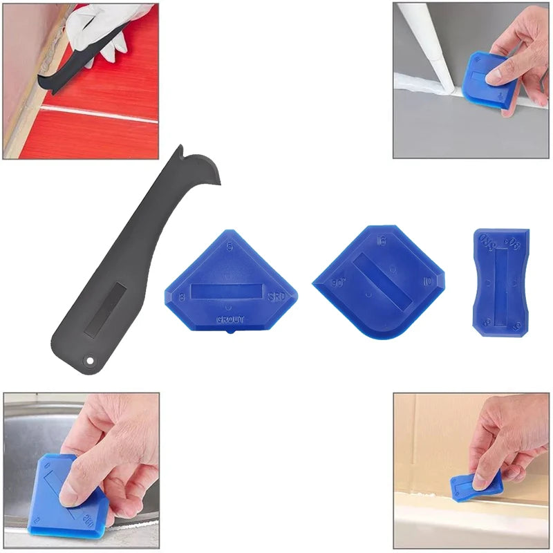 5-in-1 Silicone Caulk Remover and Finishing Tool Set - Grout & Sealant Smoother