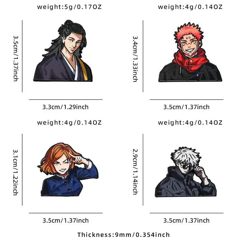 Anime Enamel Pins Set Satoru Gojo & Nobara Kugisaki Cartoon Character Brooches for Backpack