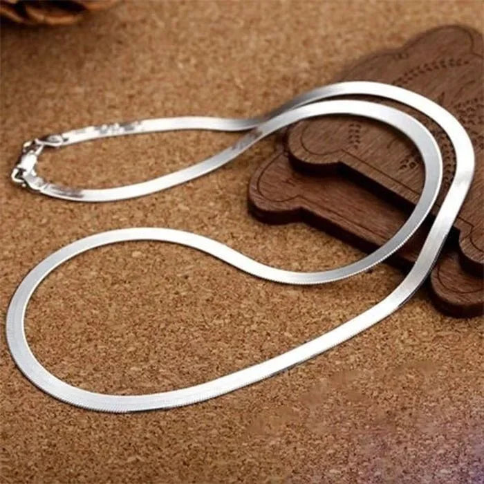 Sterling Silver 4MM Blade Chain Necklace for Women & Men - Wedding & Gift Jewelry