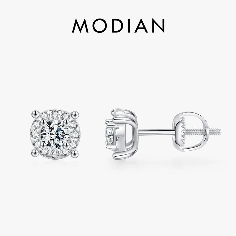 D Color Moissanite Stud Earrings 3.5mm Lab Created Diamond Silver Bridal Jewelry