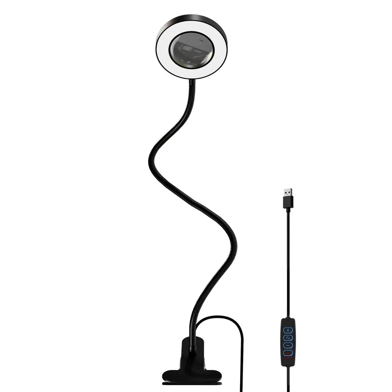 Magnifying Glass with Light - 5X LED Clip-On Lamp for Reading Crafts DIY