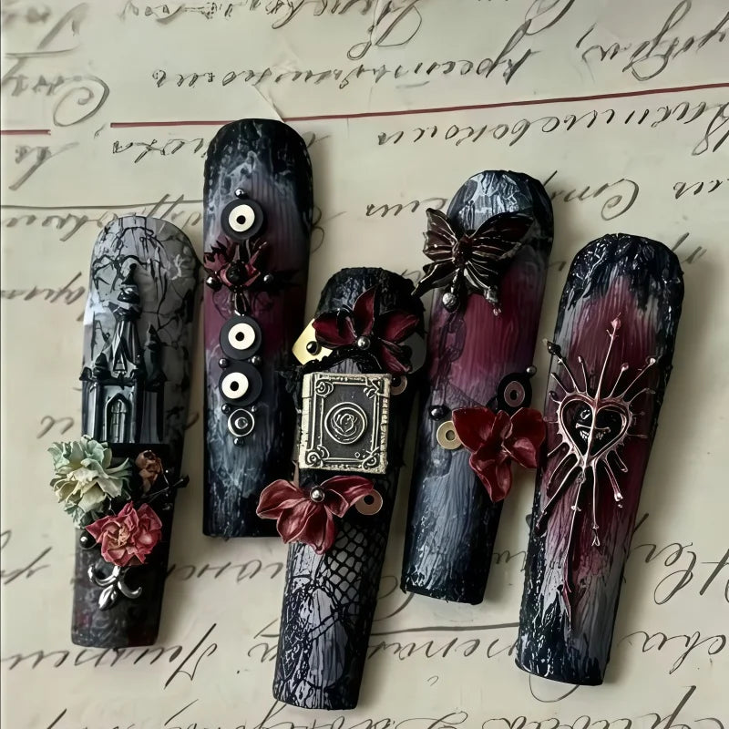 3D Nail Silicone Mold for Gothic Vintage Spell Book Nail Art Charms