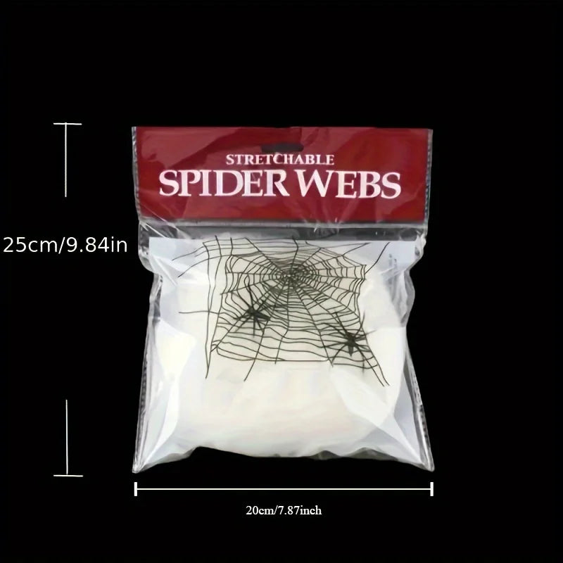 Stretchable Halloween Cobwebs with 2 Spiders Party Decorations for Haunted Houses & Home Decor