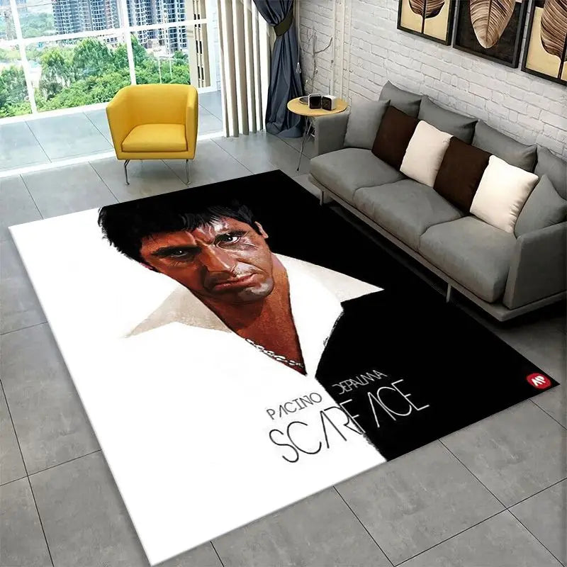 Retro Scarface Movie Carpet Rug for Playroom Bedroom Living Room Home Decor Non-Slip Floor Mat