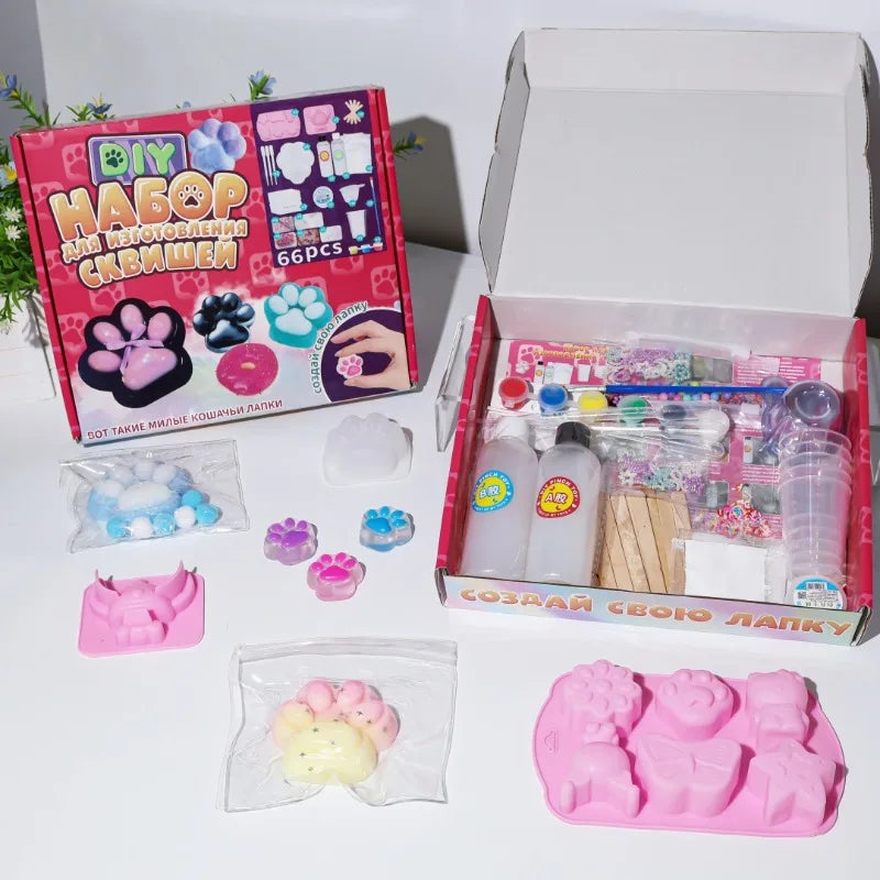 DIY Squishy Kit Set Liquid Gel for Kawaii Cat Claw Cartoon Characters