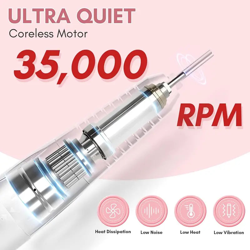 Professional Electric Nail Drill 35000RPM Rechargeable Efile for Nail Art