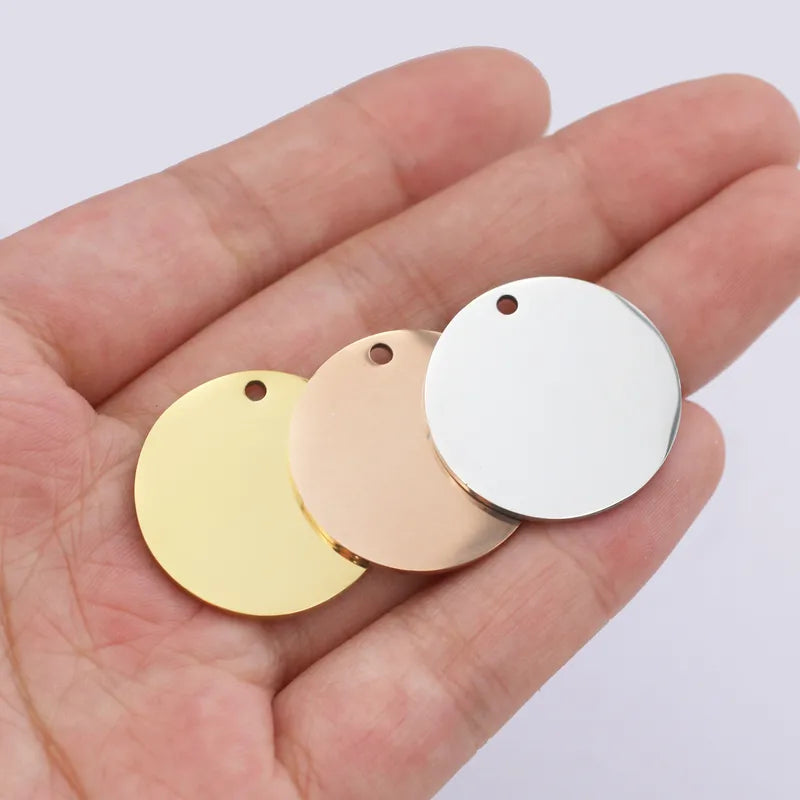 Mirror Polished Stainless Steel Circle Charms for Jewelry Making - 8-30mm