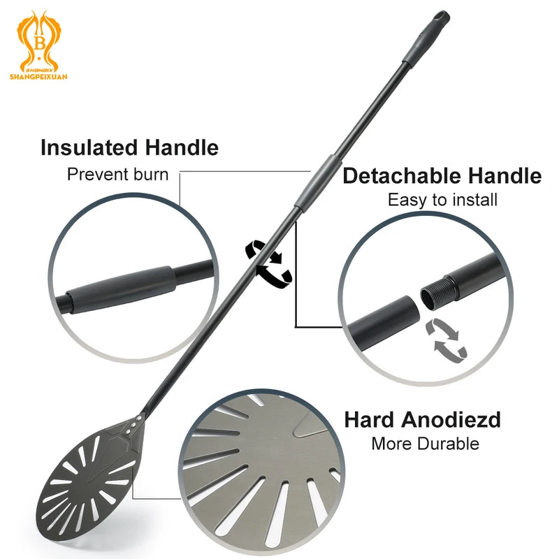 7/8/9 Inch Hard-Anodized Aluminum Pizza Peel with Detachable Handle – Baking Accessory