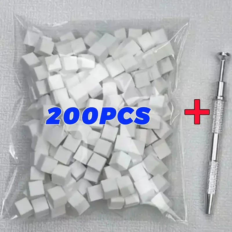 Mini Square Nail Art Sponge Set with Claw Grabber for Manicure & Nail Decoration