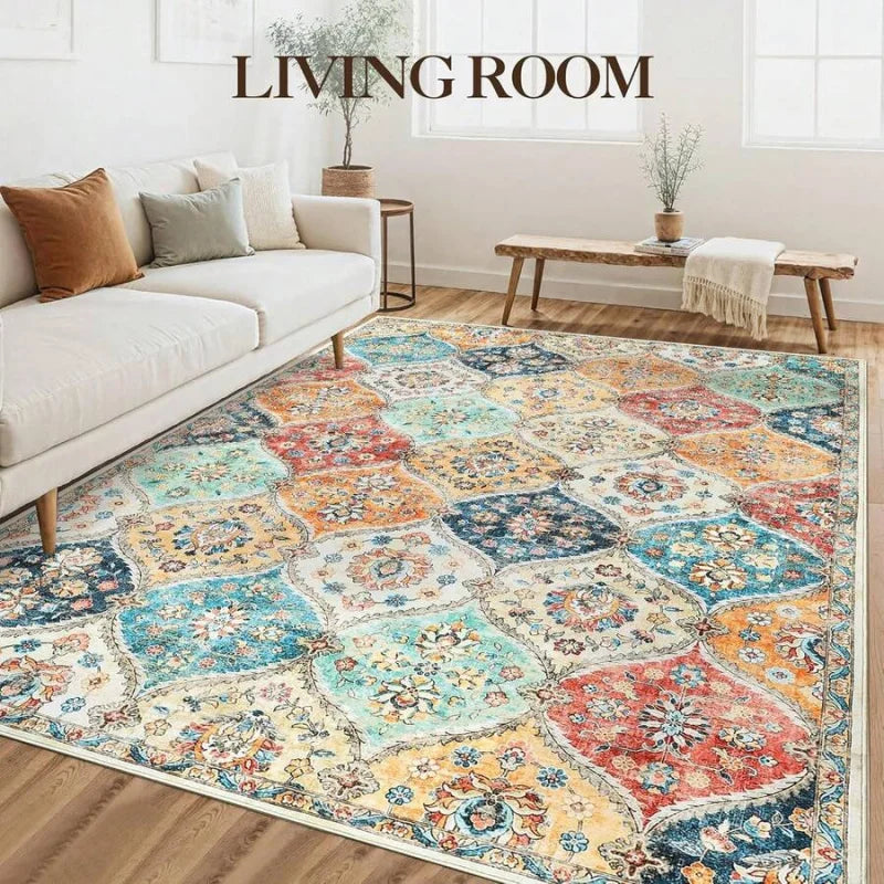 Bohemian Moroccan Style Area Rug Non-Slip Soft Carpet for Living Room Bedroom Home Decor