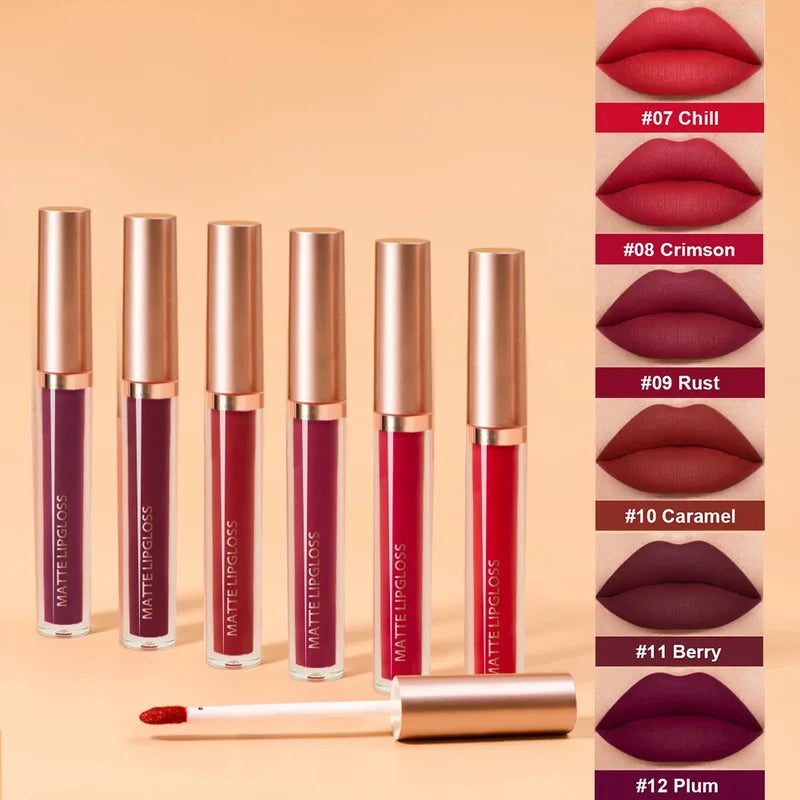 Matte Lip Gloss Set - Moisturizing Long-Lasting Lip Makeup in Multiple Colors