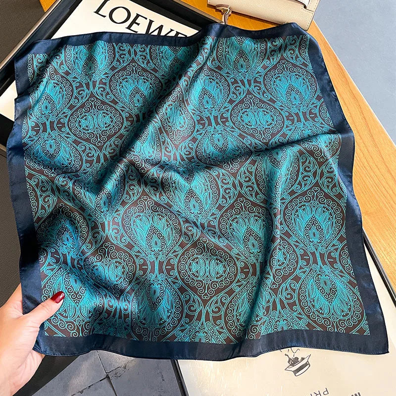 Luxury 100% Mulberry Silk Square Scarf for Women - Retro Sun Protection Shawl