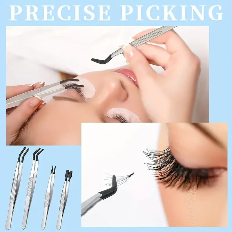 Precision Tweezers with Rubber Coated Tips - Flat & Bent Tip Non-Marring