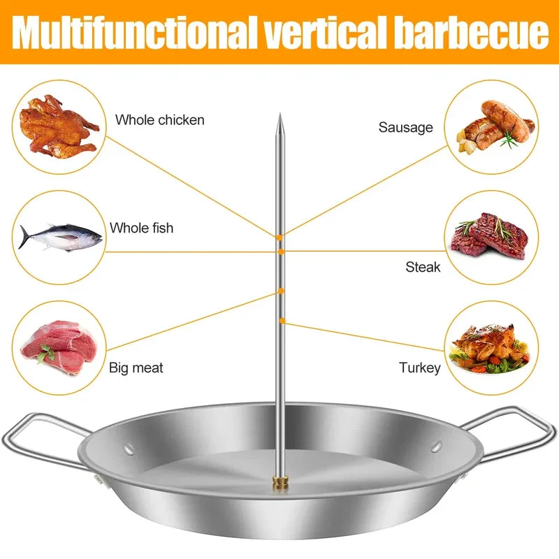Stainless Steel Vertical Meat Skewer Roasting Rack for Barbecue and Grilling