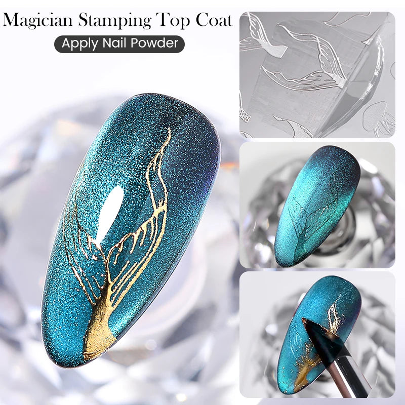 Clear Nail Stamping Top Coat - No Wipe Quick-Dry Gel for Nail Art