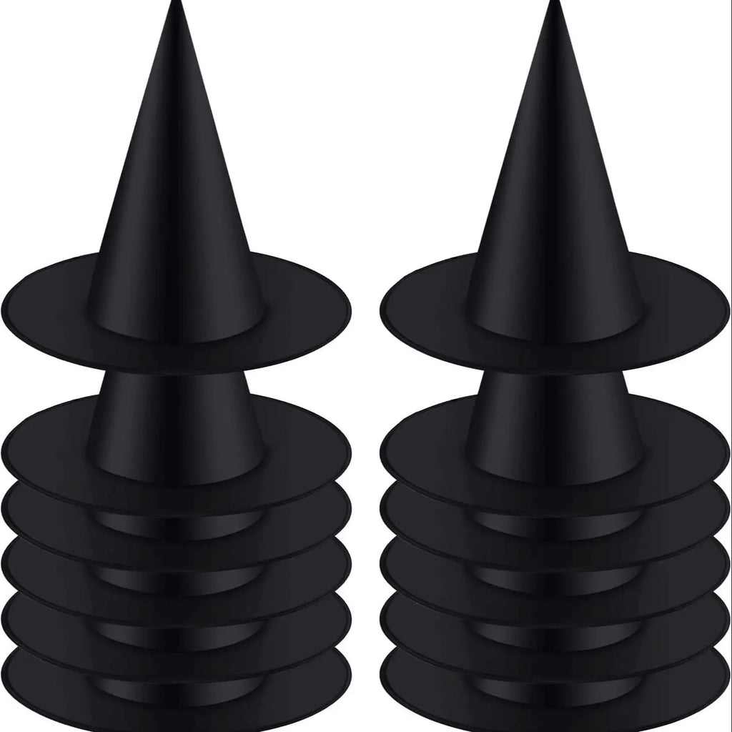 12pcs Halloween Witch Hat Costume Accessories Black Collapsible Party Hats