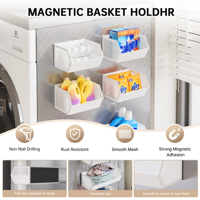 Magnetic Storage Rack for Balcony or Laundry Room No Drilling Wall Shelf