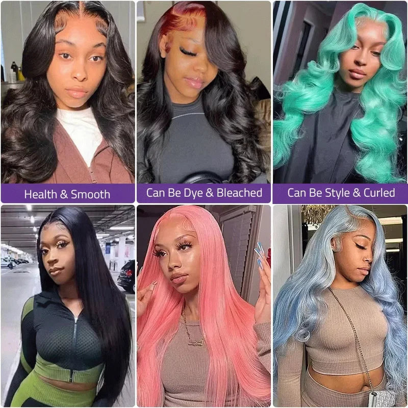 Brazilian Human Hair Wigs 40 Inch Body Wave Lace Front Wig Pre-Plucked 200% Density
