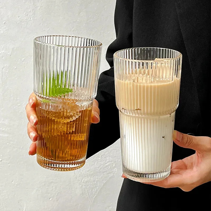 600ML Glass Coffee Cup with Lid and Straw - Transparent Drinkware
