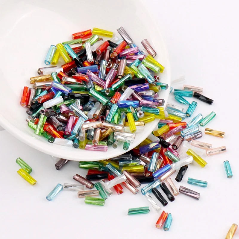 Glass Beads Spiral Tubular Seed Beads for Jewelry Making DIY Crafts 2x6mm - Multi Colors