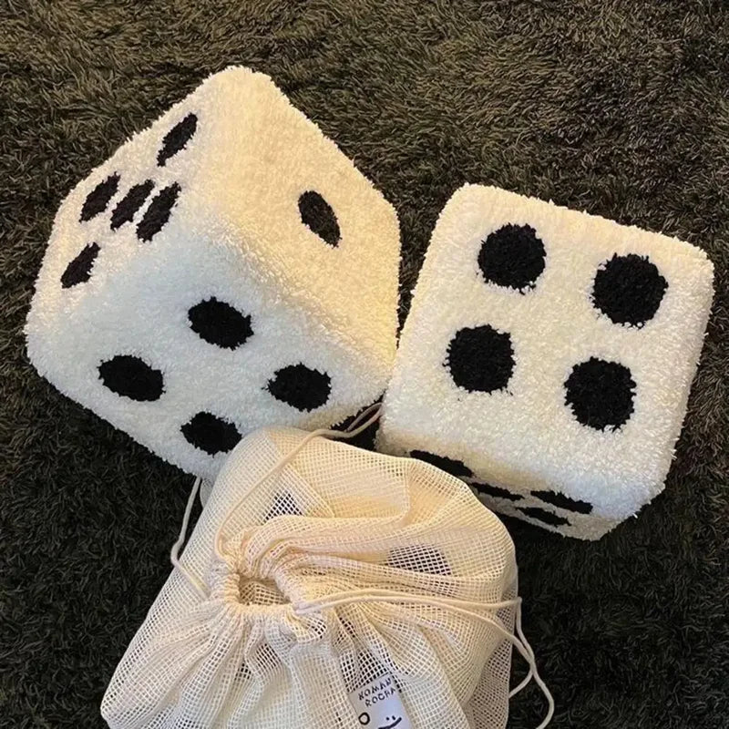 Cubic Imitation Lamb Wool Shoe Stool — Creative Dice-Shaped Wooden Furniture