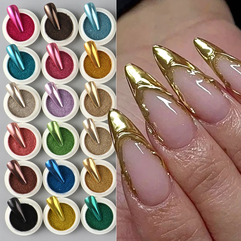 Magnetic Nail Powder Set with Colorful Chrome Pigments for Manicure & Nail Art