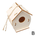 Wooden DIY Bird House Outdoor Hanging Bird Nest Box with Hemp Rope for Painting & Decoration