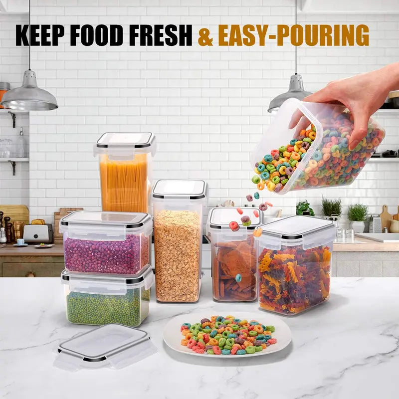7pcs Food Storage Containers Set BPA Free Airtight Kitchen Organizer with Stickers and Pen