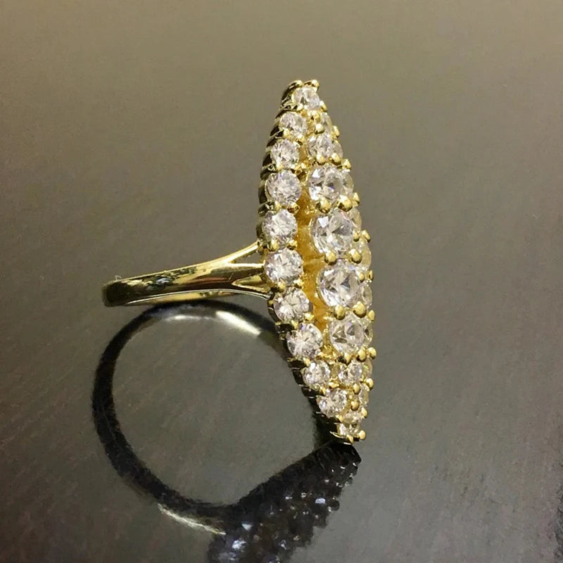 Gold Color Marquise-Shaped Ring for Women with CZ - Wedding & Fashion Jewelry