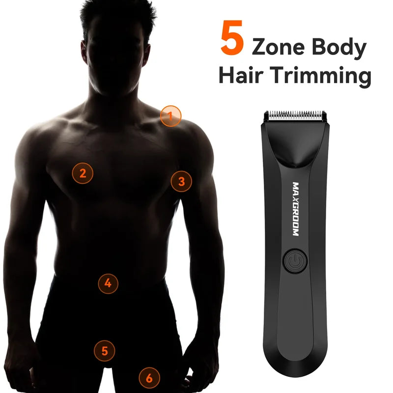 Men's Body Hair Trimmer Electric Razor Waterproof with Ceramic Blades