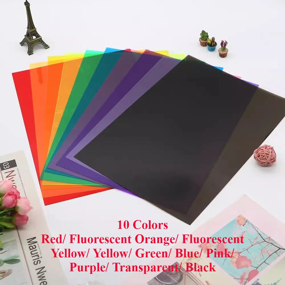 Colored Glass Paper Sheets A4 Handmade Transparent DIY Craft Plastic Film