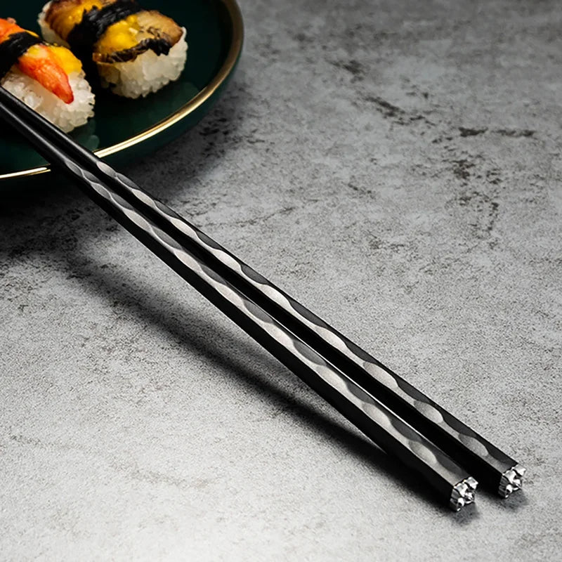 Reusable Alloy Chopsticks Set - Japanese & Korean Style Flatware for Kitchen Tableware