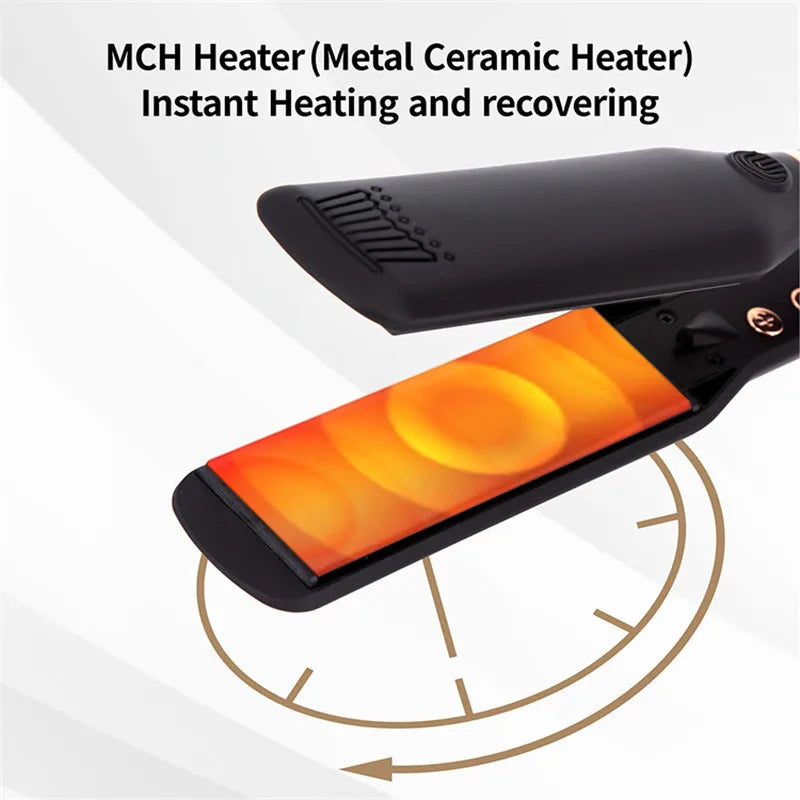 Professional High-Temperature Hair Flat Iron & Curling Iron - Dual Voltage, Keratin Treatment Ready
