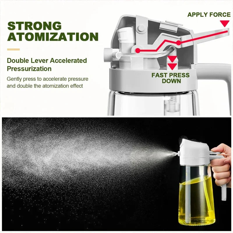 2-in-1 Oil Spray Dispenser Bottle for Cooking & Grilling - Large Capacity