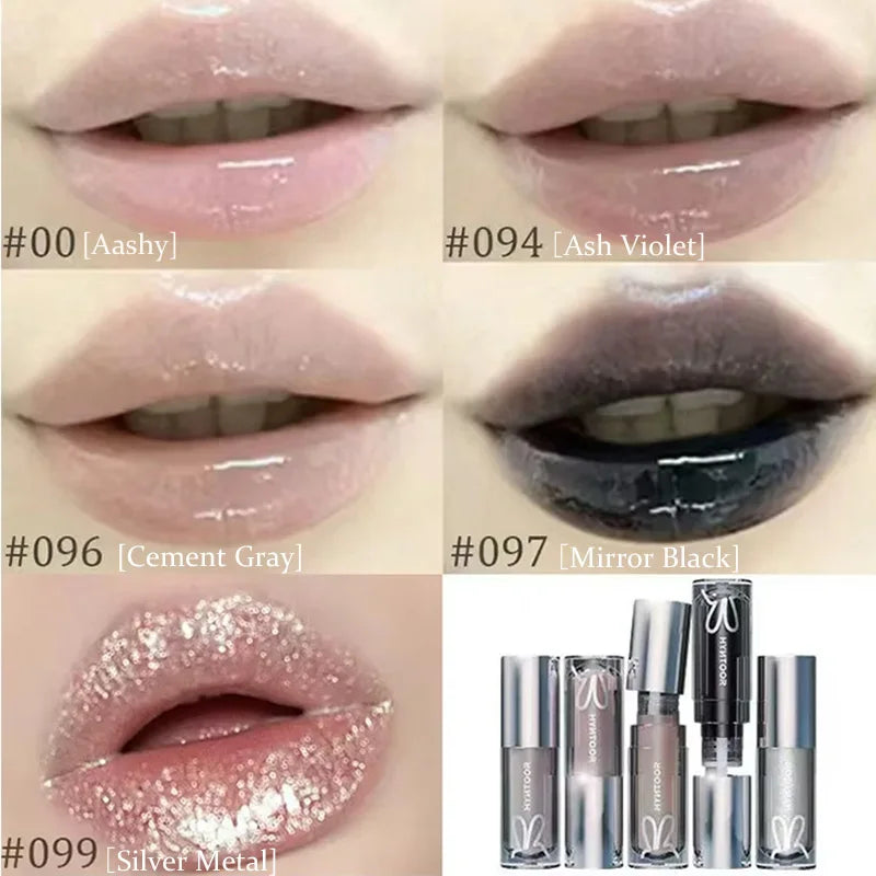 Gothic Lip Gloss Set with Glitter & Metallic Finish - Dual Color Lipstick