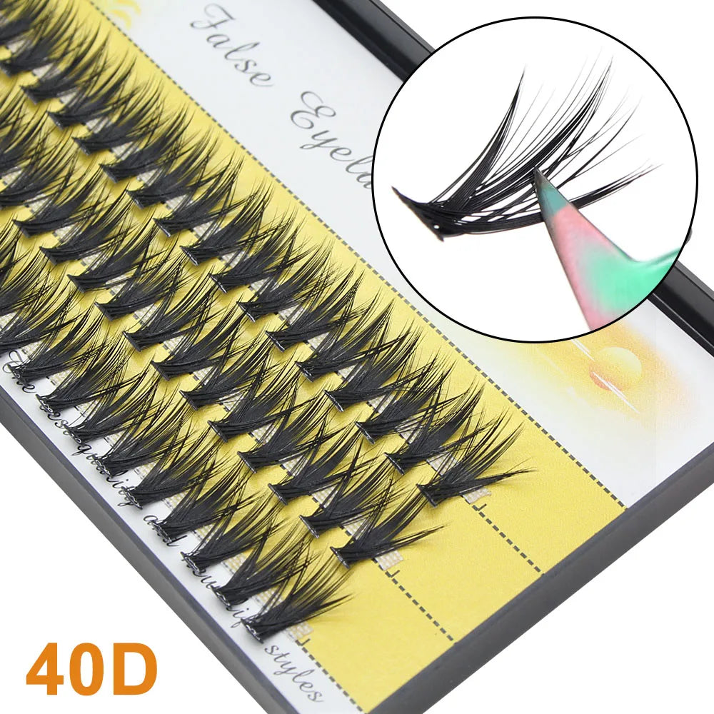 False Eyelash Clusters 3D Volume Effect Mink Silk Long Natural Lashes