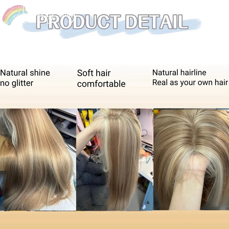 Long Straight Blonde Wig for Women - Lace Front Synthetic Cosplay & Daily Use