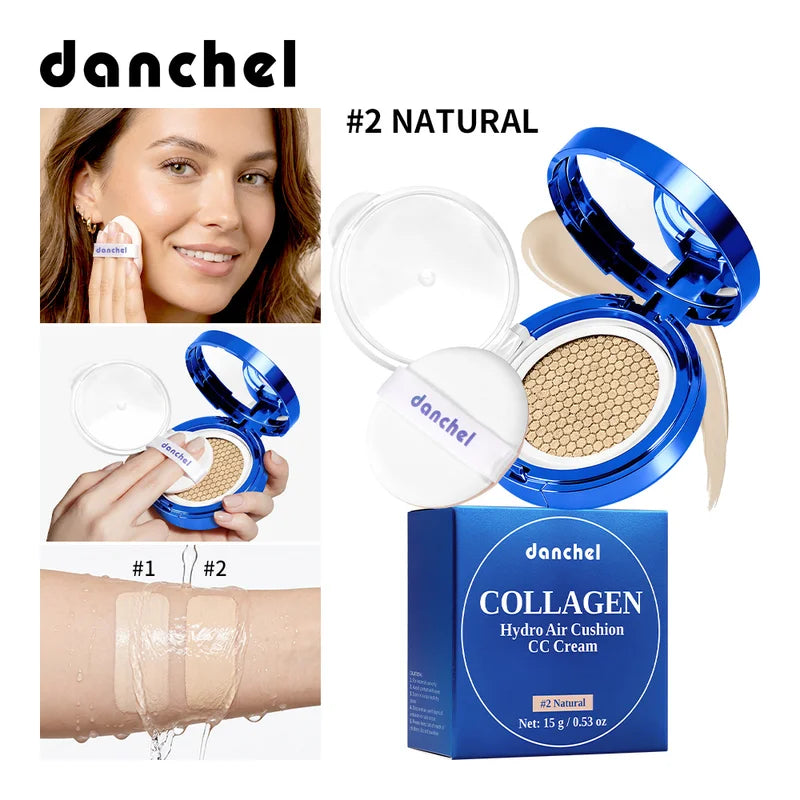Collagen Air Cushion CC Cream Foundation with Hydration & Brightening for Natural Dewy Look