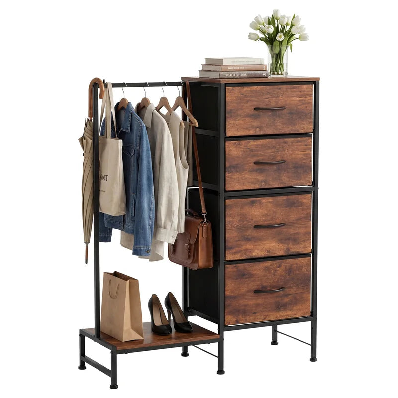 Multi-Functional Closet Organizer with Hanging Rack & Shoe Storage