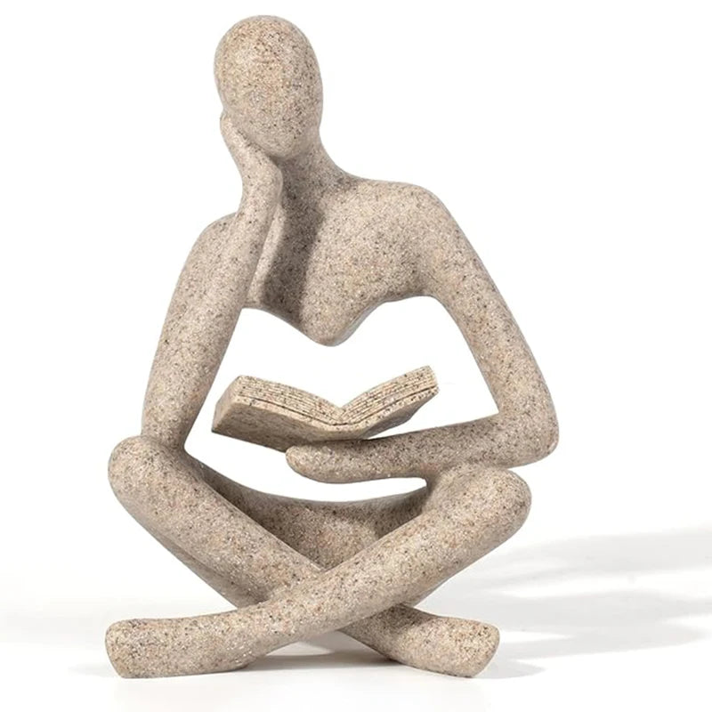 Abstract Thinking Person Sculpture Figurine - Modern Resin Home Decor for Bookshelf