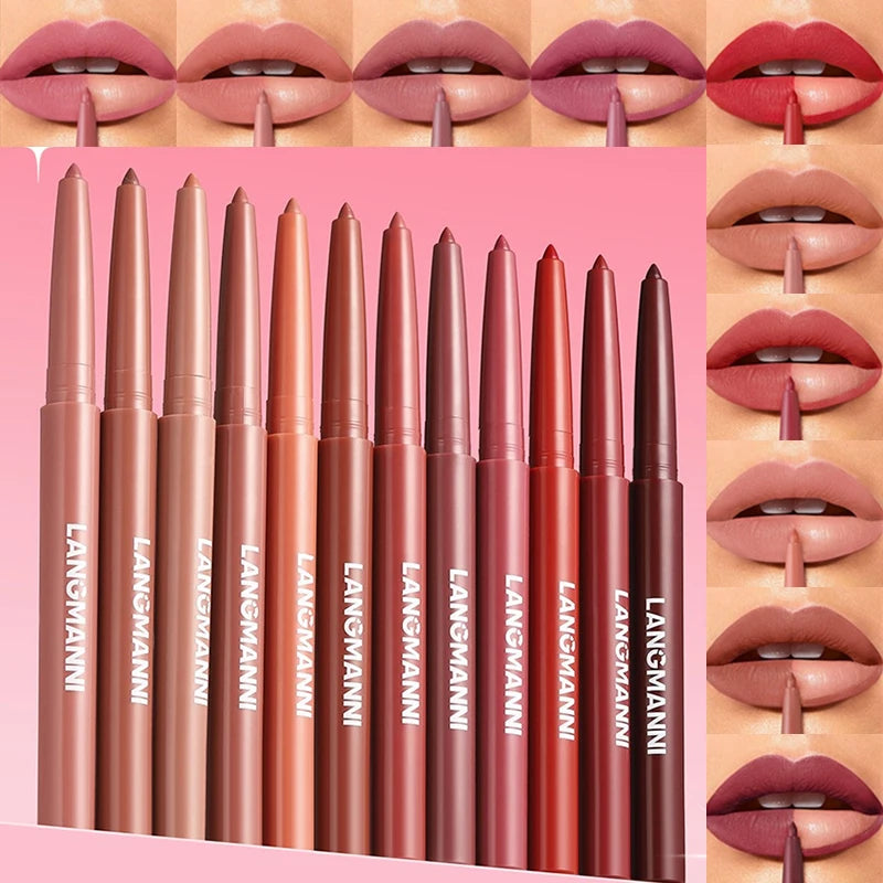 Waterproof Lip Liner Pencil Set - Matte Long-Lasting Lip Makeup with 12 Colors